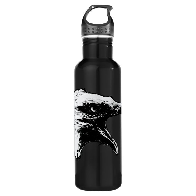 Screaming Bald Eagle in Black Pick Your Background Water Bottle (Front)