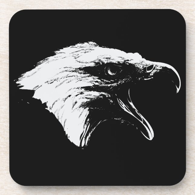 Screaming Bald Eagle in White Beverage Coaster (Front)