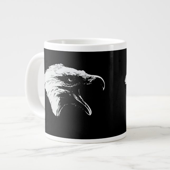 Screaming Bald Eagle in White Large Coffee Mug (Front Left)