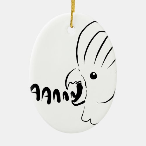 Screaming bird cockatoo birb screeching ceramic ornament