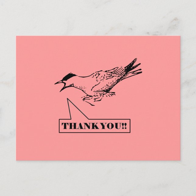 Screaming Bird Thank You Postcard (Front)