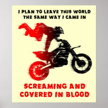 Screaming Blood Dirt Bike Motocross Print Poster by allanGEE at Zazzle