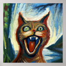 Screaming Cat In The Style Of Edvard Munch Poster