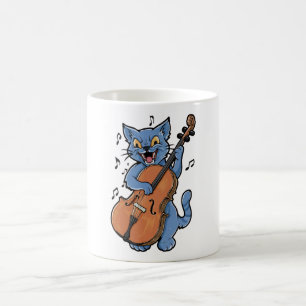 Screaming Cat Musician Playing Cello Coffee Mug