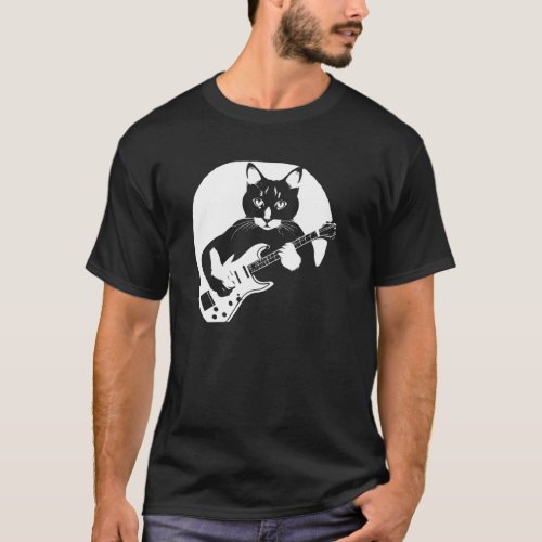 Screaming Cat Musician Playing E Guitar Pullover H