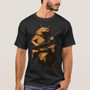 Screaming Cat Playing Drums T-Shirt
