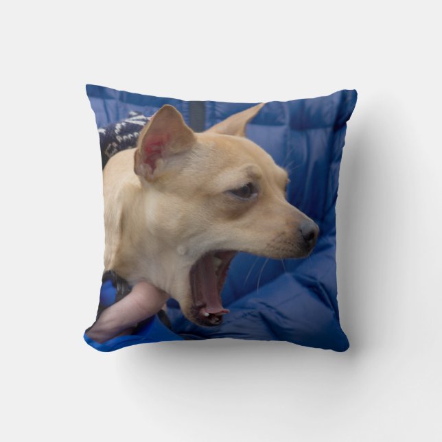 Screaming Chihuahua Throw Pillow (Front)