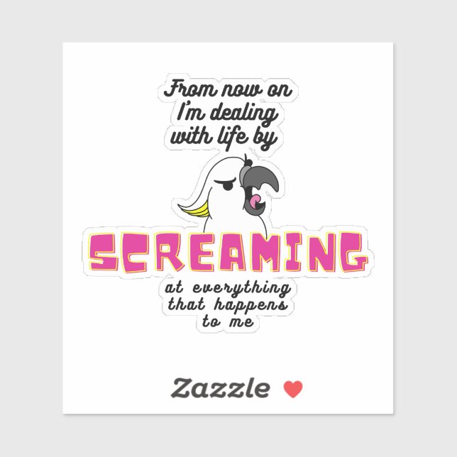 Screaming Cockatoo With Text Sticker (Sheet)
