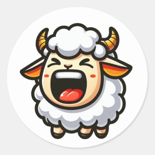 Screaming Cute Sheep Classic Round Sticker