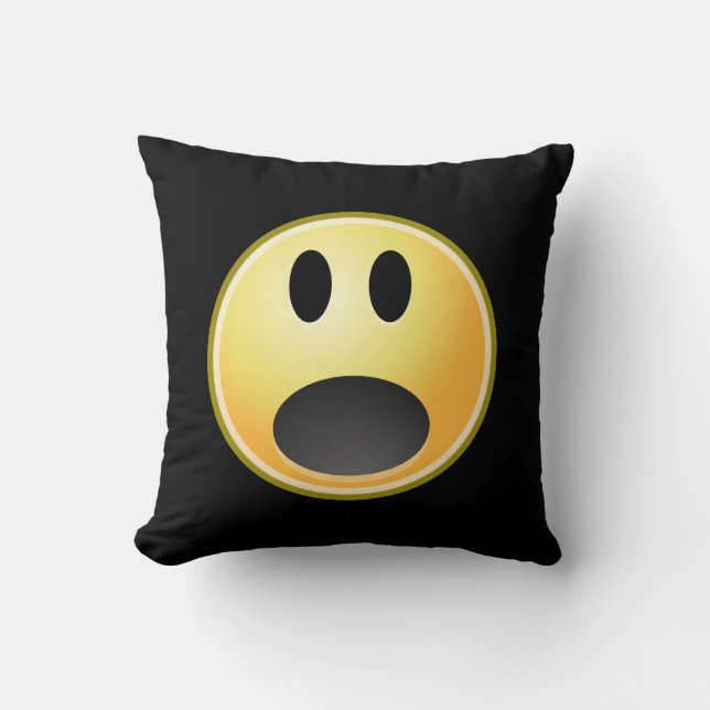 Screaming Emoticon Throw Pillow (Front)