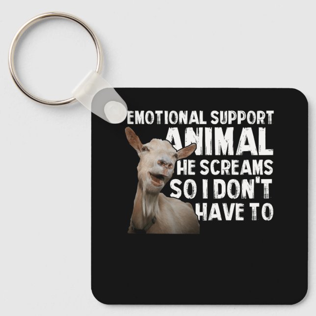 Screaming Goat Emotional Support Animal Goat Owner Keychain (Front)