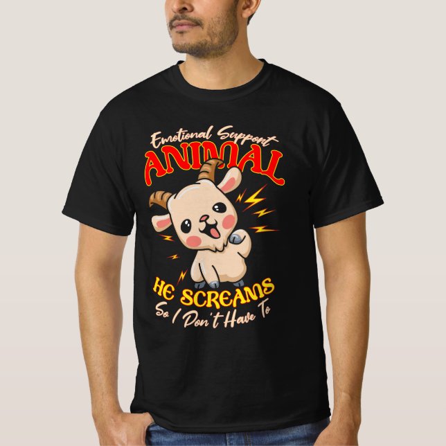 Screaming Goat Emotional Support Animal Goat Owner T-Shirt (Front)