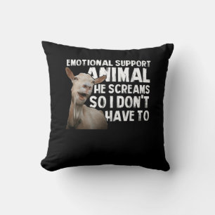 Screaming Goat Emotional Support Animal Goat Owner Throw Pillow