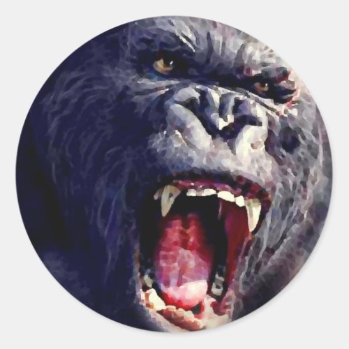 Screaming Gorilla Classic Round Sticker