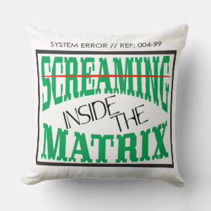 Screaming Inside Glitch Art Cyberpunk Typography Throw Pillow