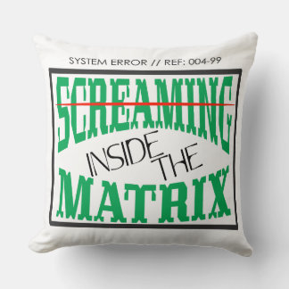 Screaming Inside Glitch Art Cyberpunk Typography Throw Pillow