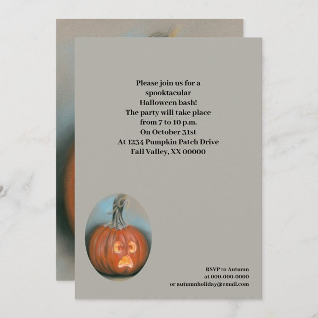 Screaming Jack O Lantern Pumpkin Halloween Party Invitation (Front/Back)