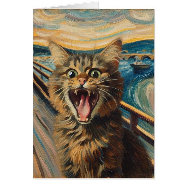 Screaming Kitty Fine Art Parody All Occasions  Cards (Front)