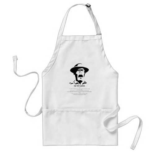 screaming man with definition adult apron