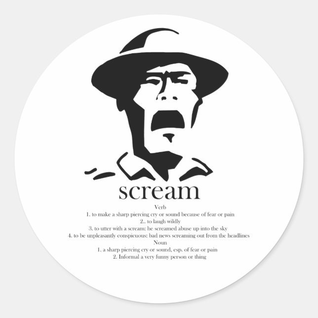 screaming man with definition classic round sticker (Front)