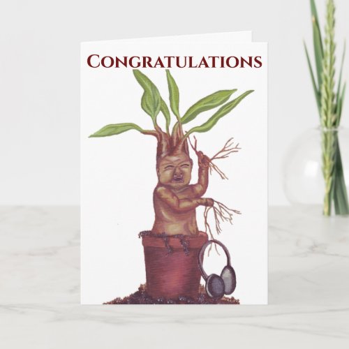 Screaming Mandrake Baby Congratulations Card