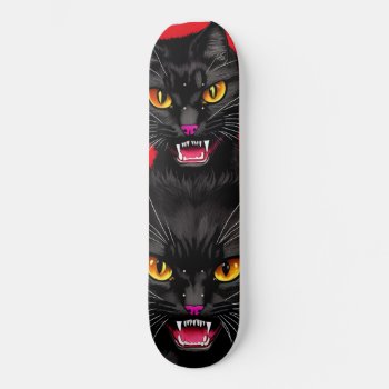 Screaming Monkey Monster Totem 010 - Black Cats Skateboard by BOLO_DESIGNS at Zazzle