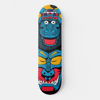 Screaming Monkey Monster Totem 07 Skateboard by BOLO_DESIGNS at Zazzle