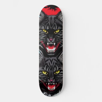 Screaming Monkey Monster Totem 09 - Black Cats Skateboard by BOLO_DESIGNS at Zazzle