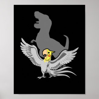 Screaming Parrot Birb Memes Funny T-Rex Cockatiel Poster