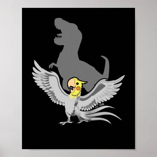 Screaming Parrot Birb Memes Funny T_Rex Cockatiel Poster