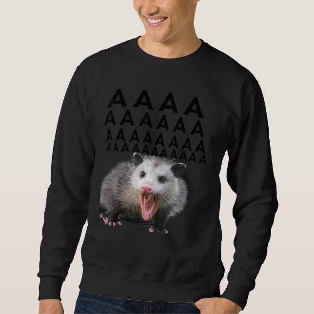 Screaming Possum Aaaa Cute Opossum Dank Meme Men W Sweatshirt (Front)