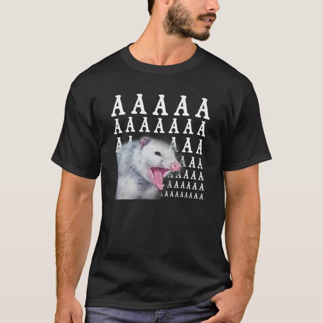 Screaming Possum Aaaa Cute Opossum Meme T-Shirt (Front)
