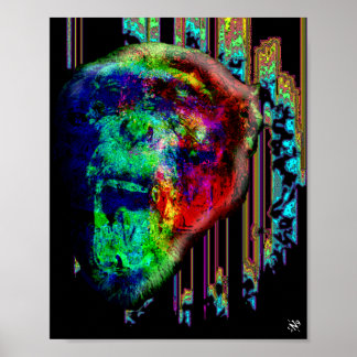 Screaming psychedelic chimp v1 poster