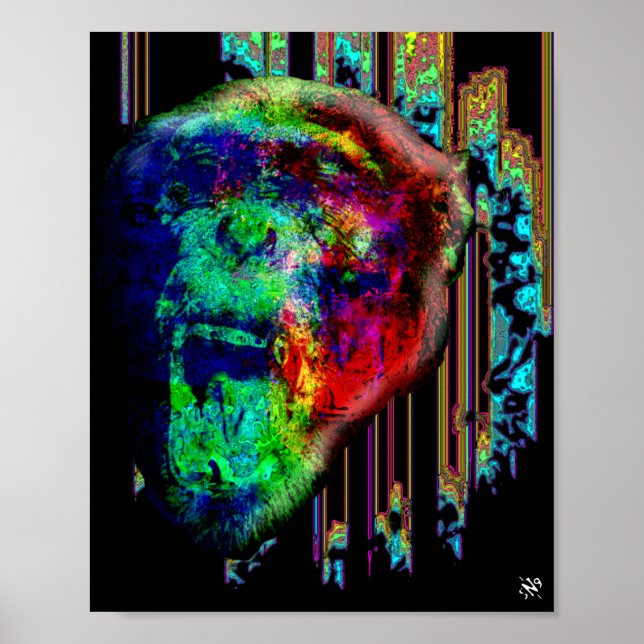 Screaming psychedelic chimp v1 poster (Front)