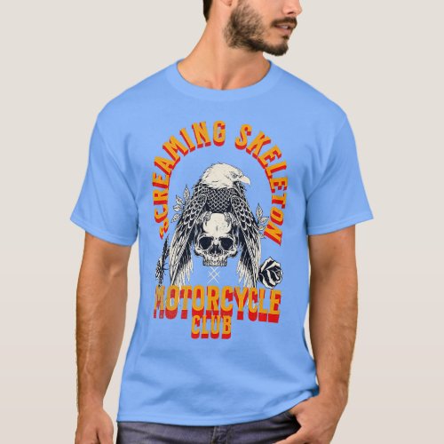 Screaming Skeleton Eagle Motorcycle Club Mens Wome T_Shirt