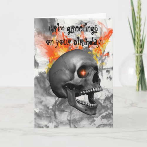 Screaming skull birthday card