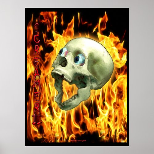 Screaming Skull Goth Halloween Dark Art II Poster