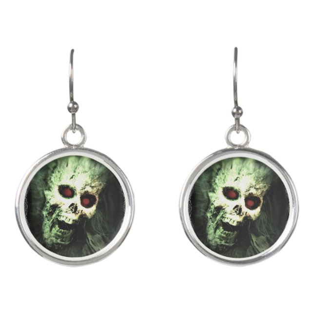 Screaming Skull Halloween Earrings (Front)
