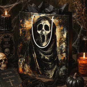 Screaming Skull Hooded Skeleton Horror Halloween Medium Gift Bag