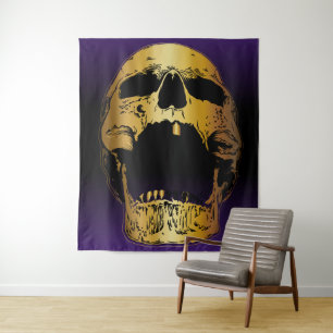 Screaming Skull on Purple - Skulls Tapestry