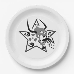 Screaming Skull Pentagram Paper Plates