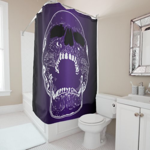 Screaming Skull_ White and Purple Skull Shower Curtain