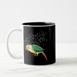 Screaming Turquoise Pineapple Green Cheek Conure Two-Tone Coffee Mug