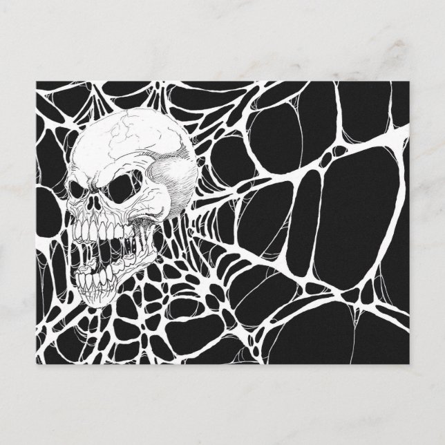 Screaming Web Skull Postcard (Front)
