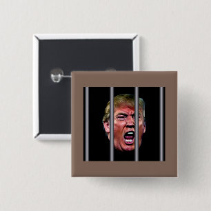 Screaming Whining Trump Head Behind Prison Bars Button