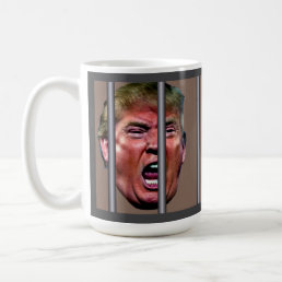 Screaming Whining Trump Head Behind Prison Bars Coffee Mug