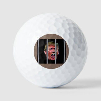 Screaming Whining Trump Head Behind Prison Bars Golf Balls