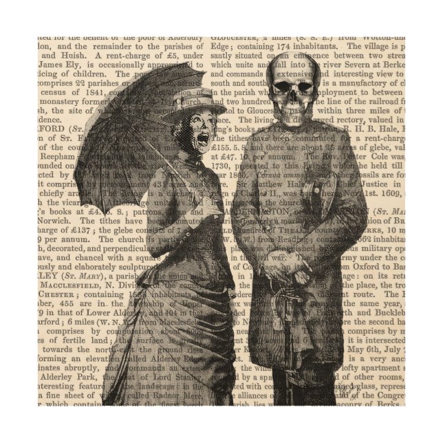 Screaming Woman and Skull Wood Wall Art (Front)
