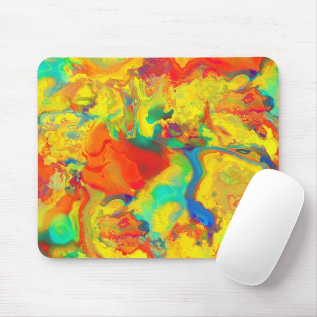 Screaming Yellow Oil and Water Don't Mix Mouse Pad (With Mouse)