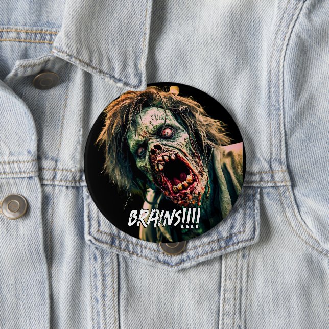Screaming Zombie Brains Button (In Situ)